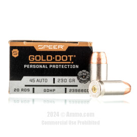 Image of Speer Gold Dot 45 ACP Ammo - 20 Rounds of 230 Grain JHP Ammunition