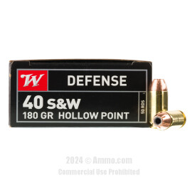 Image of Winchester 40 cal Ammo - 50 Rounds of 180 Grain JHP Ammunition