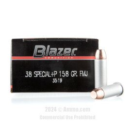 Image of Blazer 38 Special +P Ammo - 1000 Rounds of 158 Grain FMJ Ammunition