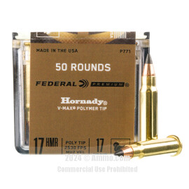 Image of Federal 17 HMR Ammo - 50 Rounds of 17 Grain Polymer Tipped Ammunition