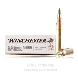 Image of Winchester 5.56x45 Ammo - 20 Rounds of 62 Grain FMJ Ammunition