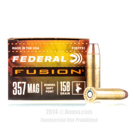 Image of Federal 357 Magnum Ammo - 20 Rounds of 158 Grain Fusion Ammunition