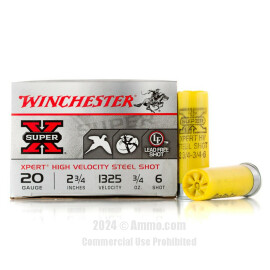 Image of Winchester 20 Gauge Ammo - 25 Rounds of 3/4 oz. #6 Shot (Steel) Ammunition