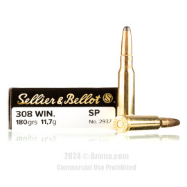 Image of Sellier and Bellot 308 Win Ammo - 20 Rounds of 180 Grain SP Ammunition