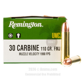 Remington UMC 30 Carbine Ammo - 500 Rounds of 110 Grain MC Ammunition