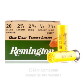 Image of Remington Gun Club Target Load 20 Gauge Ammo - 25 Rounds of 2-3/4" 7/8 oz. #7-1/2 Shot Ammunition