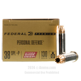 Image of Federal Hydra-Shok Deep 38 Special +P Ammo - 20 Rounds of 130 Grain JHP Ammunition