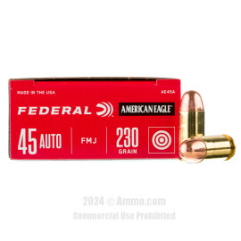 Image of Federal American Eagle 45 ACP Ammo - 50 Rounds of 230 Grain FMJ Ammunition
