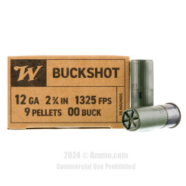 Image of Winchester Military 12 Gauge Ammo - 250 Rounds of 9 Pellet 00 Buckshot Ammunition