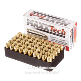 Image of Bulk 9mm Ammo - 500  Rounds of Bulk 115 Grain FMJ Ammunition from MaxxTech