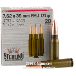 Image of Sterling 7.62x39 Ammo - 20 Rounds of 123 Grain FMJ Ammunition