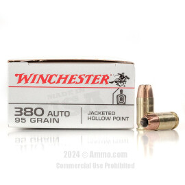 Image of Winchester 380 ACP Ammo - 500 Rounds of 95 Grain JHP Ammunition