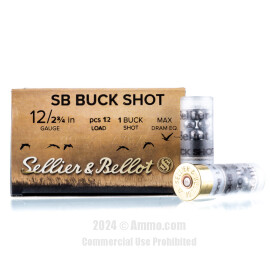 Image of Sellier and Bellot 12 Gauge Ammo - 250 Rounds of 2-3/4" 1-1/8 oz. #1 Buck Ammunition