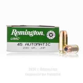 Image of Remington UMC 45 ACP Ammo - 500 Rounds of 230 Grain JHP Ammunition