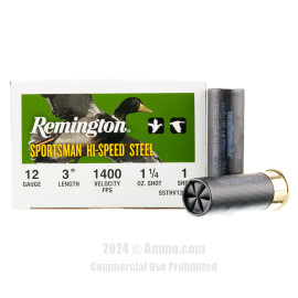 Image of Remington Sportsman Hi-Speed Steel 12 Gauge Ammo - 25 Rounds of 1-1/4 oz. #1 Steel Shot Ammunition
