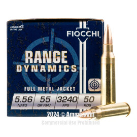 Image of Fiocchi 5.56x45 Ammo - 50 Rounds of 55 Grain FMJBT Ammunition