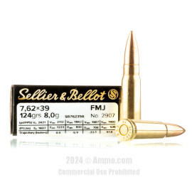 Image of Sellier & Bellot 7.62x39 Ammo - 20 Rounds of 123 Grain FMJ Ammunition