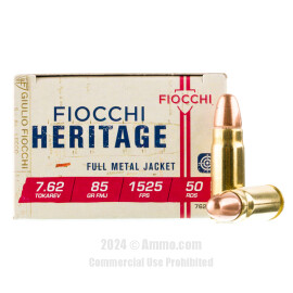 Image of Fiocchi 7.62 Tokarev Ammo - 50 Rounds of 85 Grain FMJ Ammunition