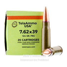 Image of Tela Impex 7.62x39 Ammo - 20 Rounds of 124 Grain FMJ Ammunition