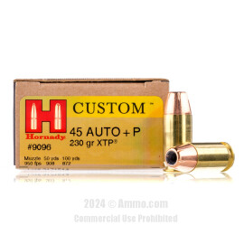 Image of Hornady Custom 45 ACP +P Ammo - 20 Rounds of 230 Grain JHP Ammunition