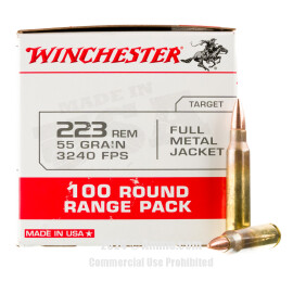 Image of Winchester 223 Rem Ammo - 100 Rounds of 55 Grain FMJ Ammunition