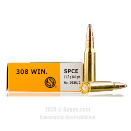 Image of Sellier and Bellot 308 Win Ammo - 20 Rounds of 180 Grain SPCE Ammunition