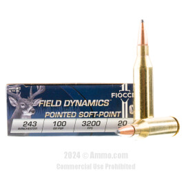 Image of Fiocchi 243 Win Ammo - 20 Rounds of 100 Grain PSP Ammunition