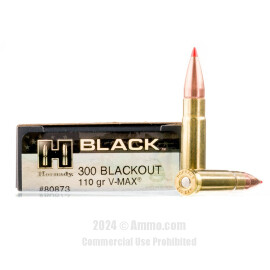 Image of Hornady 300 AAC Blackout Ammo - 20 Rounds of 110 Grain V-MAX Ammunition