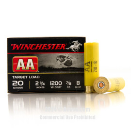 Winchester AA Target 20 Gauge Ammo - 250 Rounds of 7/8 oz. #8 Shot (Lead) Ammunition