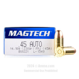 Image of Magtech 45 ACP Ammo - 50 Rounds of 230 Grain FMJ Ammunition
