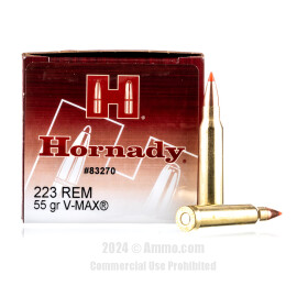 Image of Hornady 223 Rem Ammo - 50 Rounds of 55 Grain V-MAX Ammunition