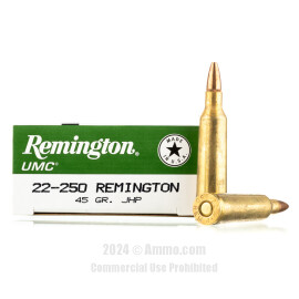 Image of Remington 22-250 Rem Ammo - 20 Rounds of 45 Grain JHP Ammunition