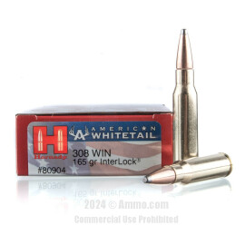 Image of Hornady American Whitetail 308 Win Ammo - 20 Rounds of 165 Grain InterLock SP Ammunition