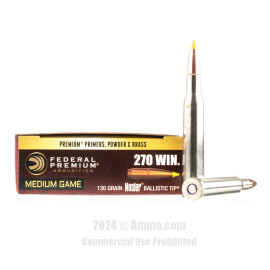 Image of Federal 270 Win Ammo - 20 Rounds of 130 Grain Nosler Ballistic Tip Ammunition