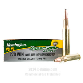 Image of Remington Hypersonic Bonded 270 Win Ammo - 20 Rounds of 140 Grain PSP Ammunition