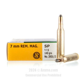 Sellier and Bellot 7mm Rem Magnum Ammo - 20 Rounds of 140 Grain SP...
