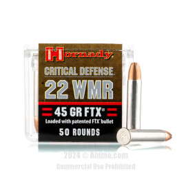 Image of Hornady Critical Defense 22 WMR Ammo - 500 Rounds of 45 Grain FTX Ammunition