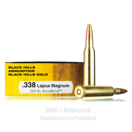 Image of Black Hills Gold 338 Lapua Mag Ammo - 20 Rounds of 250 Grain AccuBond Ammunition