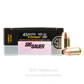 Image of Sig Sauer Elite Performance 45 ACP Ammo - 50 Rounds of 185 Grain JHP Ammunition