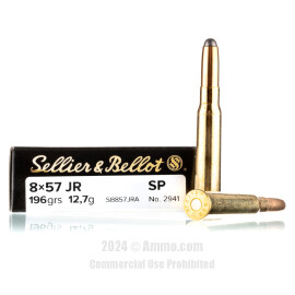 Image of Sellier and Bellot 8x57 JR (Rimmed Mauser) Ammo - 20 Rounds of 196 Grain SP Ammunition