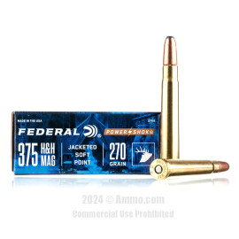Image of Federal Power-Shok 375 H&H Magnum Ammo - 20 Rounds of 270 Grain SP Ammunition
