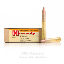 Image of Hornady Superformance 375 H&H Magnum Ammo - 20 Rounds of 270 Grain SP Ammunition
