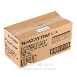 Winchester USA 5.56x45 Ammo - 1000 Rounds of 62 Grain FMJ M855...