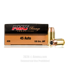 Image of Bulk 45 ACP Ammo - 1000 Rounds of Bulk 185 Grain Jacketed Hollow-Point (JHP) Ammunition from PMC
