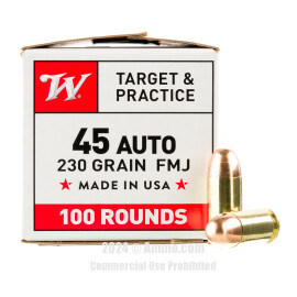 Image of Winchester USA 45 ACP Ammo - 100 Rounds of 230 Grain FMJ Ammunition