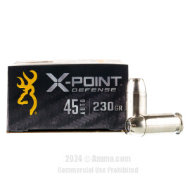 Image of Browning X-Point Defense 45 ACP Ammo - 20 Rounds of 230 Grain JHP Ammunition