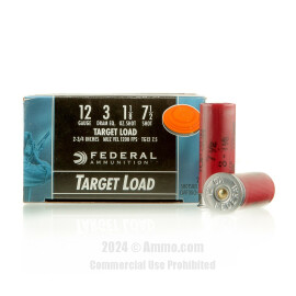 Bulk 12 Gauge Ammo - 2-3/4 Lead Shot Target shells - 1 1/8oz - 7-1/2 shot  - Federal Top Gun - 250 Rounds