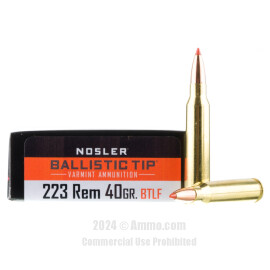 Image of Nosler 223 Rem Ammo - 20 Rounds of 40 Grain Ballistic Tip Lead-Free Ammunition