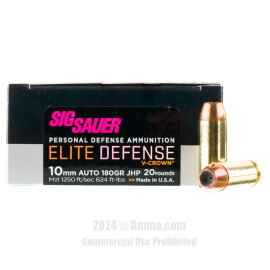 Image of Sig Sauer V-Crown 10mm Ammo - 20 Rounds of 180 Grain JHP Ammunition