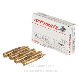 Image of Bulk 308 Win Ammo - 500  Rounds of Bulk 149 Grain Full Metal Jacket Boat Tail (FMJ-BT) Ammunition from Winchester